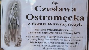 Klepsydra przedstawiająca ostatnie pożegnanie Czesława Ostromęcka